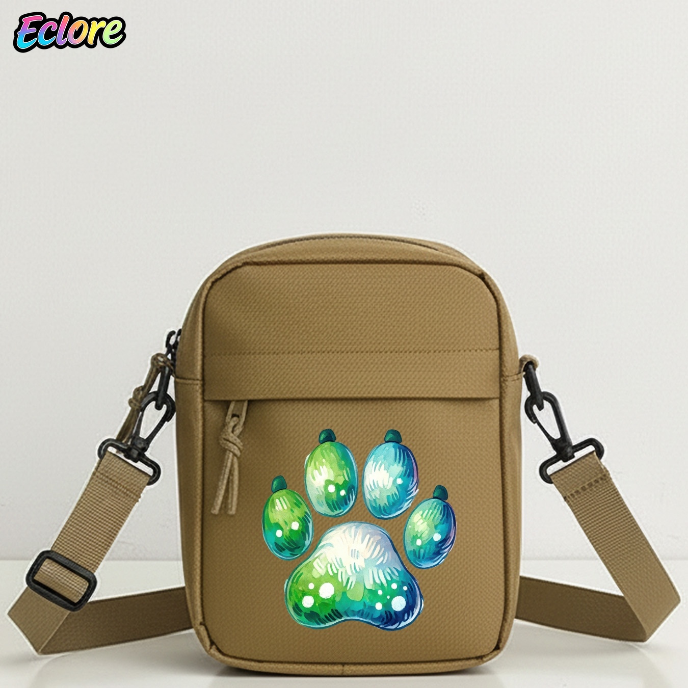 Cycling To Commute - Watercolor Animal Paw Print Shoulder Bag